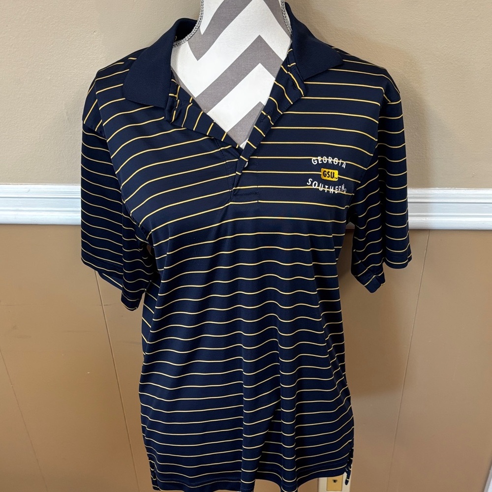 Georgia Southern Navy and Yellow Striped Polo Shirt